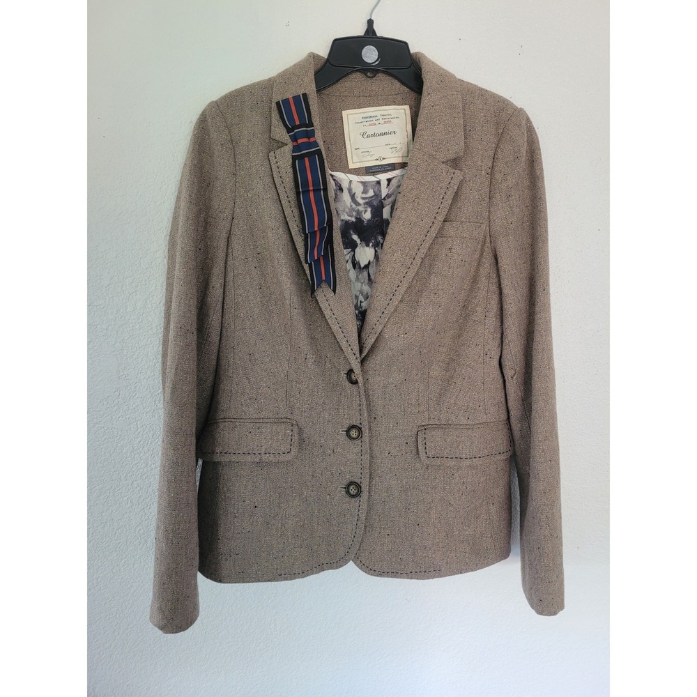 Anthropologie Cartonnier Brown Tweed Metallic Blazer Jacket Womens 6‎ Sparkly #6
